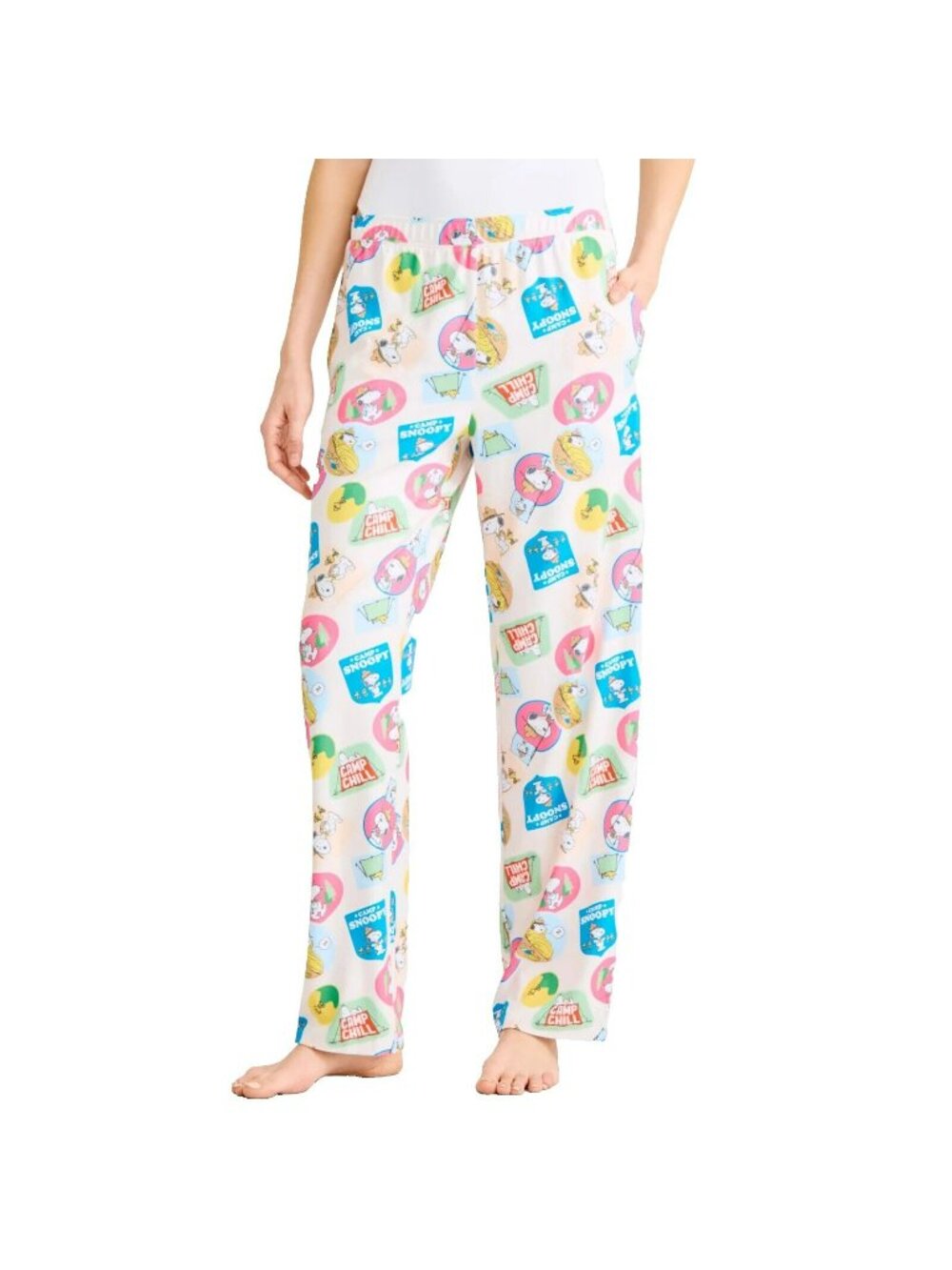 Peanuts Camp Snoopy Womens Lounge Pajama Sleep Pants With Pockets Large